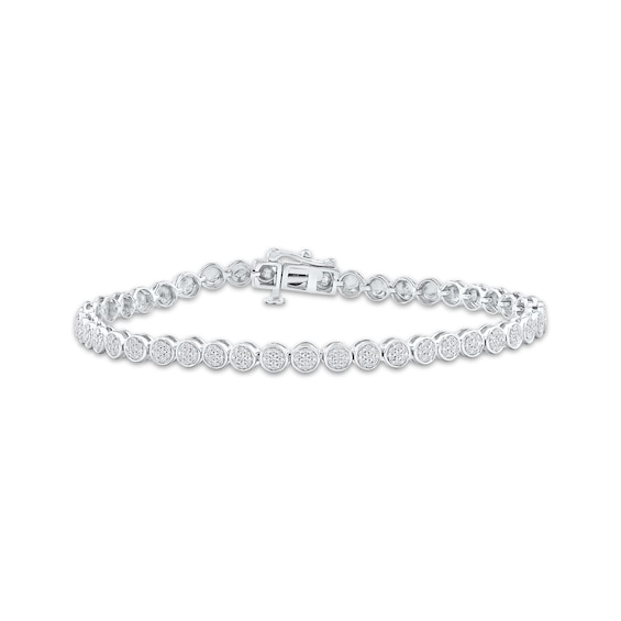 Multi-Diamond Circle Link Bracelet 1/2 ct tw 10K White Gold 7.25"