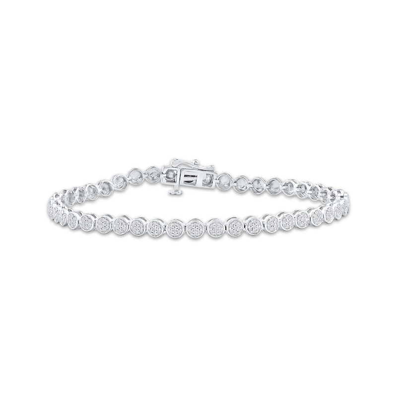 Main Image 1 of Multi-Diamond Circle Link Bracelet 1/2 ct tw 10K White Gold 7.25&quot;