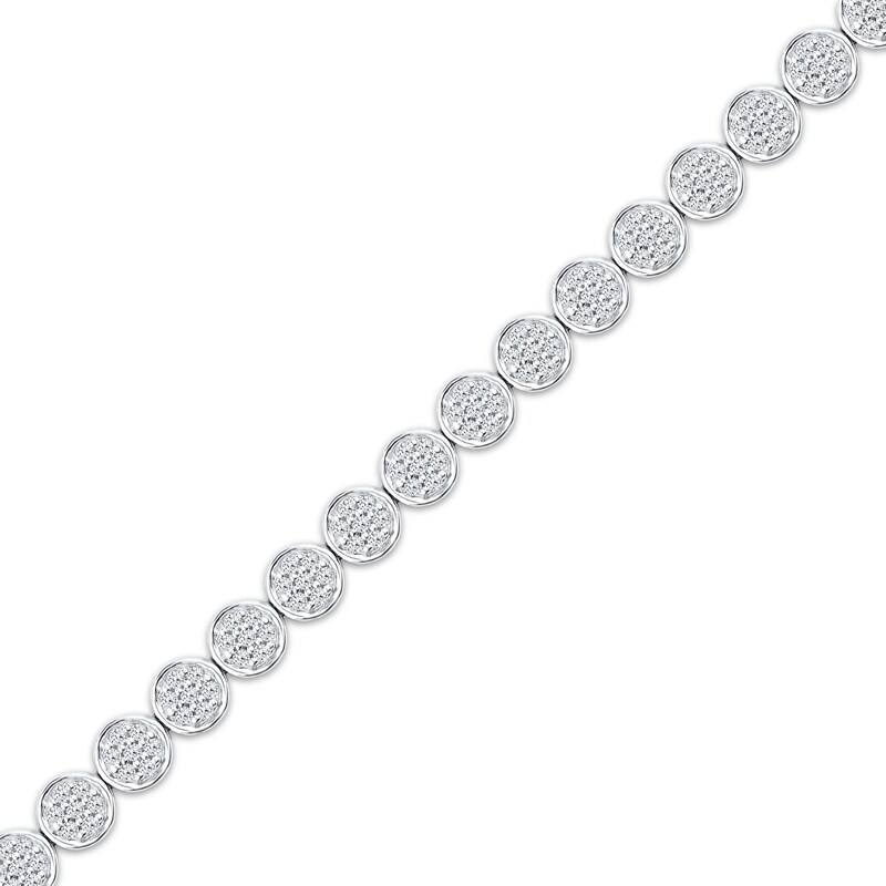 Main Image 2 of Multi-Diamond Circle Link Bracelet 1/2 ct tw 10K White Gold 7.25&quot;