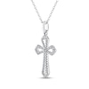Thumbnail Image 2 of Diamond Cross Outline Necklace 1/6 ct tw Sterling Silver 18"