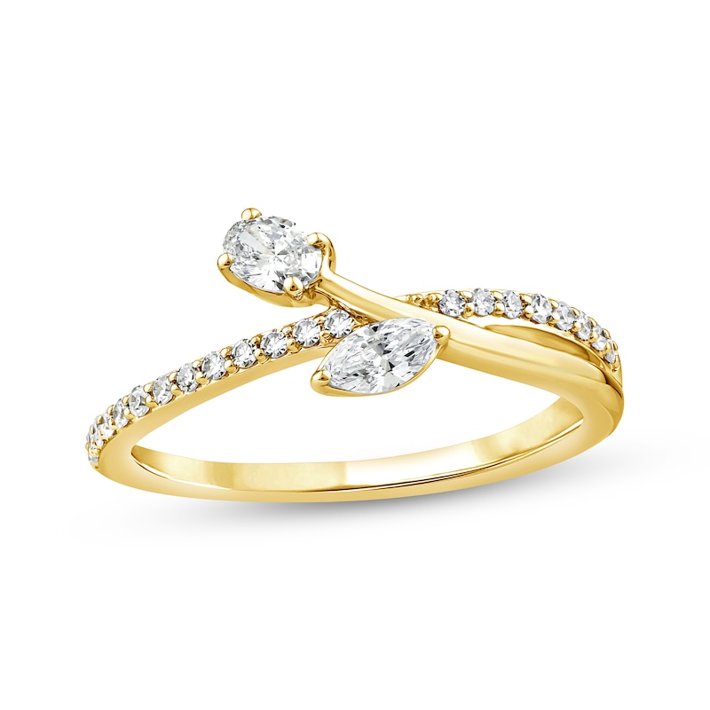 Main Image 1 of Oval & Marquise-Cut Lab-Grown Diamond Fashion Ring 1/3 ct tw 10K Yellow Gold