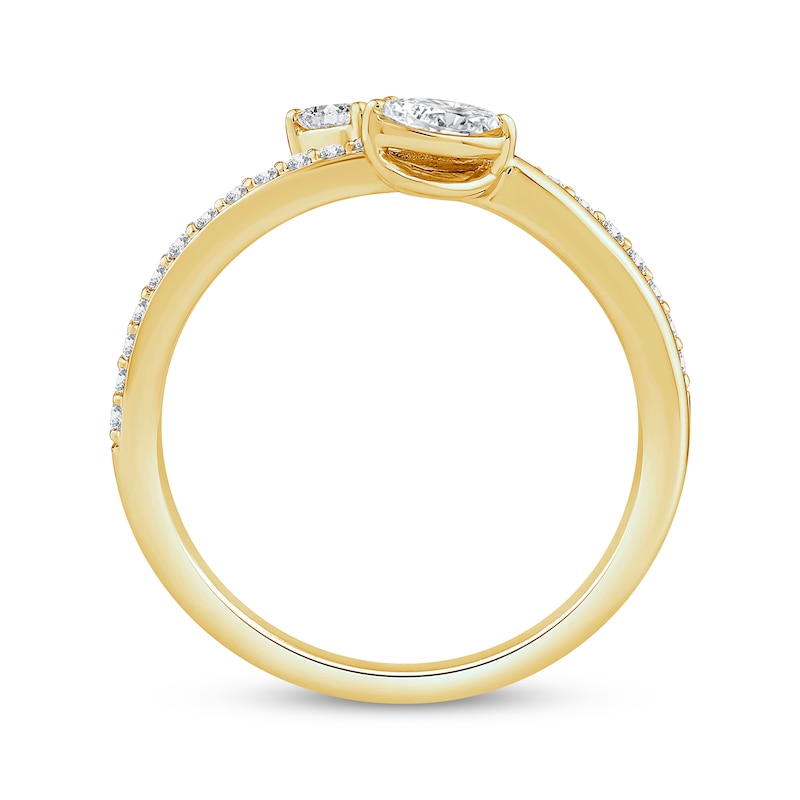 Main Image 2 of Oval & Marquise-Cut Lab-Grown Diamond Fashion Ring 1/3 ct tw 10K Yellow Gold
