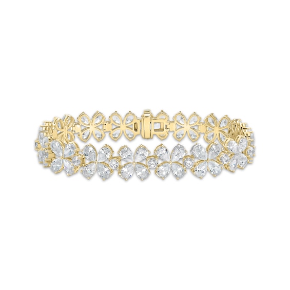Pear-Shaped & Round-Cut Lab-Grown Diamond Bracelet 18 ct tw 10K Yellow Gold 7"