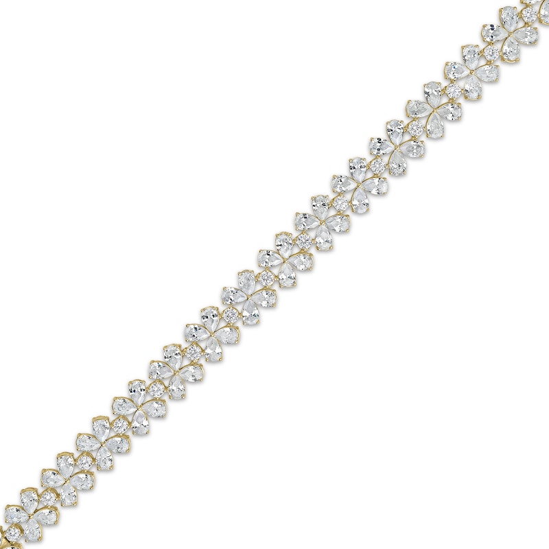 Main Image 2 of Pear-Shaped & Round-Cut Lab-Grown Diamond Bracelet 18 ct tw 10K Yellow Gold 7"