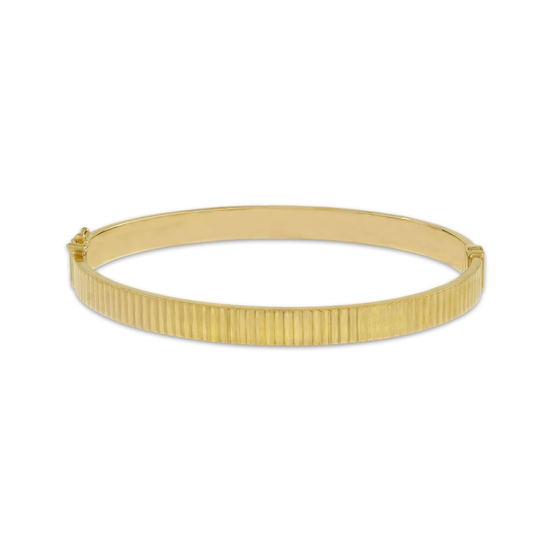 Main Image 1 of Diamond-Cut Ribbed Bangle Bracelet 10K Yellow Gold 7"