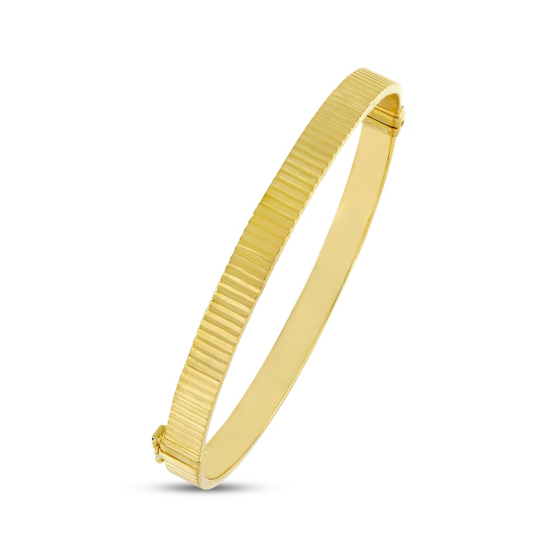 Main Image 2 of Diamond-Cut Ribbed Bangle Bracelet 10K Yellow Gold 7"
