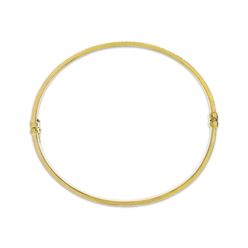 Main Image 3 of Diamond-Cut Ribbed Bangle Bracelet 10K Yellow Gold 7"