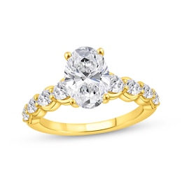 Now + Forever Oval-Cut Lab-Grown Diamond Engagement Ring 3 ct tw 14K Yellow Gold