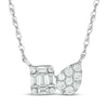 Thumbnail Image 1 of Baguette & Round-Cut Multi-Diamond Toi et Moi Necklace 1/6 ct tw 10K White Gold 18"