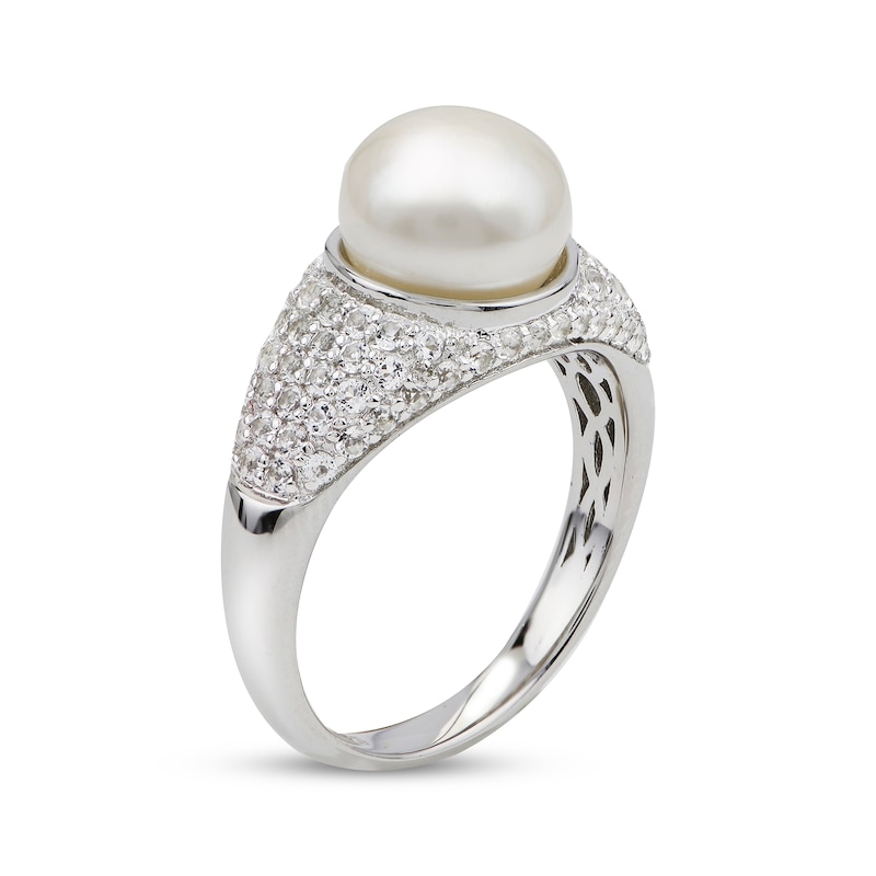 Main Image 2 of Cultured Pearl & White Topaz Ring Sterling Silver