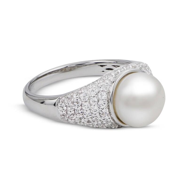 Main Image 3 of Cultured Pearl & White Topaz Ring Sterling Silver