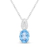 Thumbnail Image 1 of Oval-Cut Swiss Blue Topaz & White Lab-Created Sapphire Necklace Sterling Silver 18"