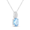 Thumbnail Image 2 of Oval-Cut Swiss Blue Topaz & White Lab-Created Sapphire Necklace Sterling Silver 18"