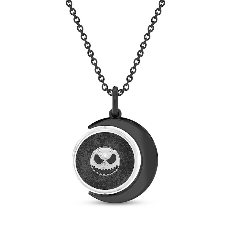 Main Image 2 of Disney Treasures The Nightmare Before Christmas Black Onyx & Diamond Sun & Moon Necklace 1/8 ct tw Sterling Silver & Black Rhodium 19"