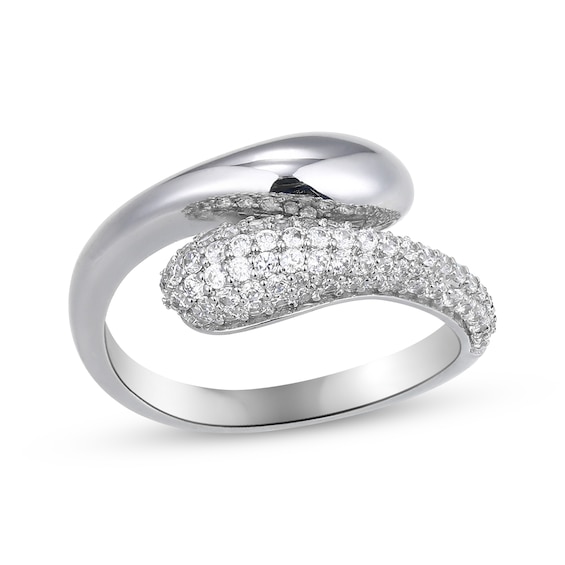 White Lab-Created Sapphire Bypass Ring Sterling Silver