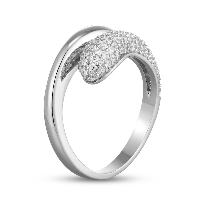 Main Image 2 of White Lab-Created Sapphire Bypass Ring Sterling Silver