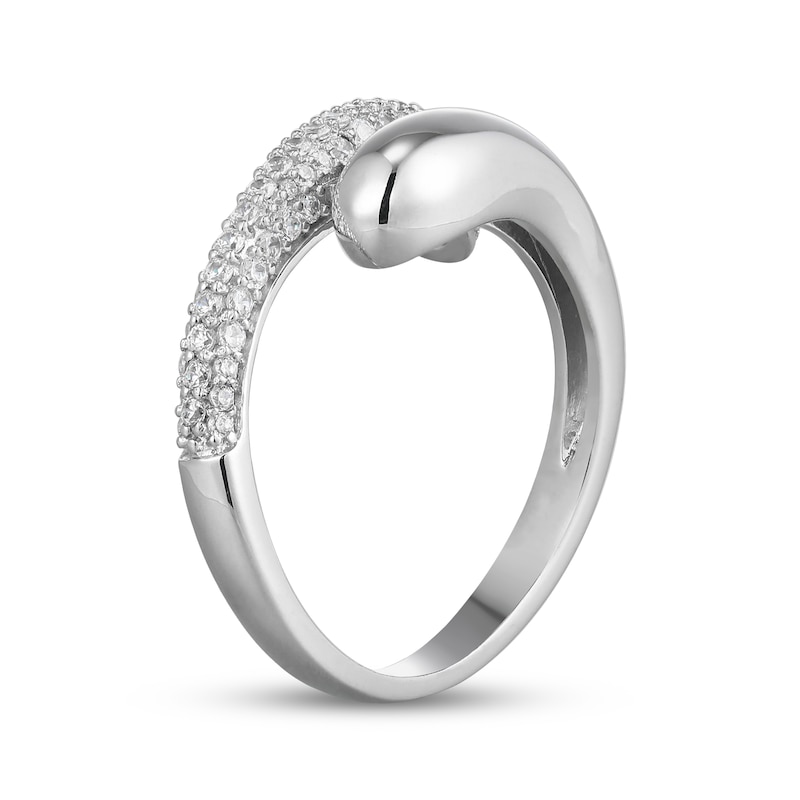 Main Image 3 of White Lab-Created Sapphire Bypass Ring Sterling Silver