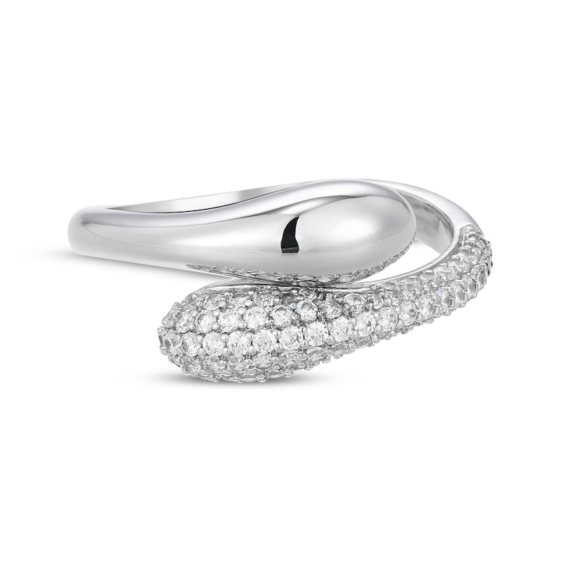 Main Image 4 of White Lab-Created Sapphire Bypass Ring Sterling Silver