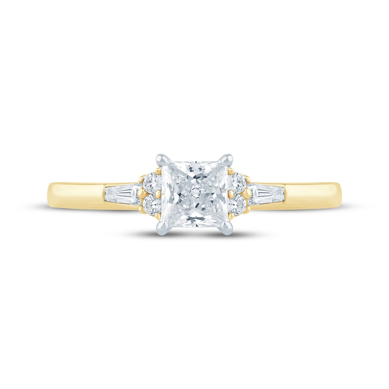 Main Image 3 of Now + Forever Lab-Grown Diamonds Princess-Cut Engagement Ring 3/4 ct tw 14K Yellow Gold