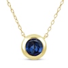 Thumbnail Image 1 of STUDIO BY KAY Blue Lab-Created Sapphire Bezel-Set Solitaire Necklace 24K Yellow Gold Vermeil Sterling Silver 18"