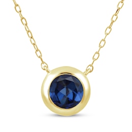 STUDIO BY KAY Blue Lab-Created Sapphire Bezel-Set Solitaire Necklace 24K Yellow Gold Vermeil Sterling Silver 18"