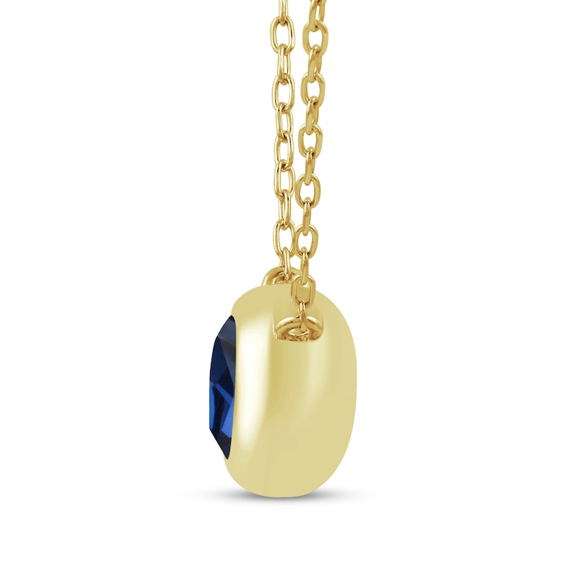 Main Image 2 of STUDIO BY KAY Blue Lab-Created Sapphire Bezel-Set Solitaire Necklace 24K Yellow Gold Vermeil Sterling Silver 18"