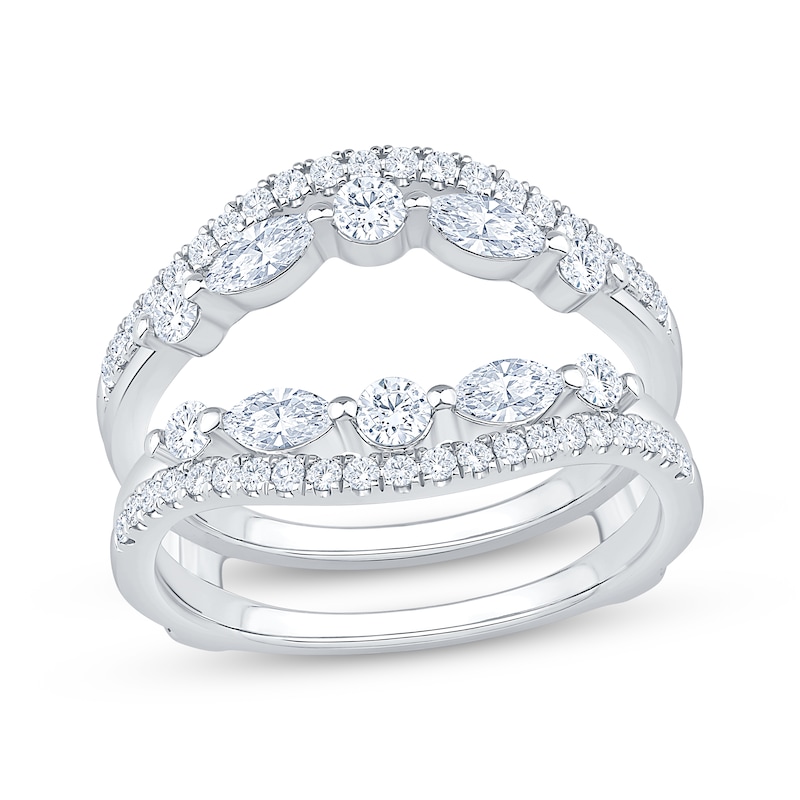 Main Image 1 of Now + Forever Lab-Grown Diamonds Marquise & Round-Cut Contour Enhancer Ring 1 ct tw 14K White Gold