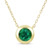 Thumbnail Image 1 of STUDIO BY KAY Lab-Created Emerald Bezel-Set Solitaire Necklace 24K Yellow Gold Vermeil Sterling Silver 18"