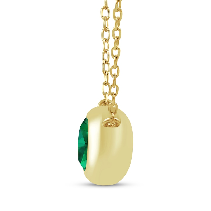 Main Image 2 of STUDIO BY KAY Lab-Created Emerald Bezel-Set Solitaire Necklace 24K Yellow Gold Vermeil Sterling Silver 18"