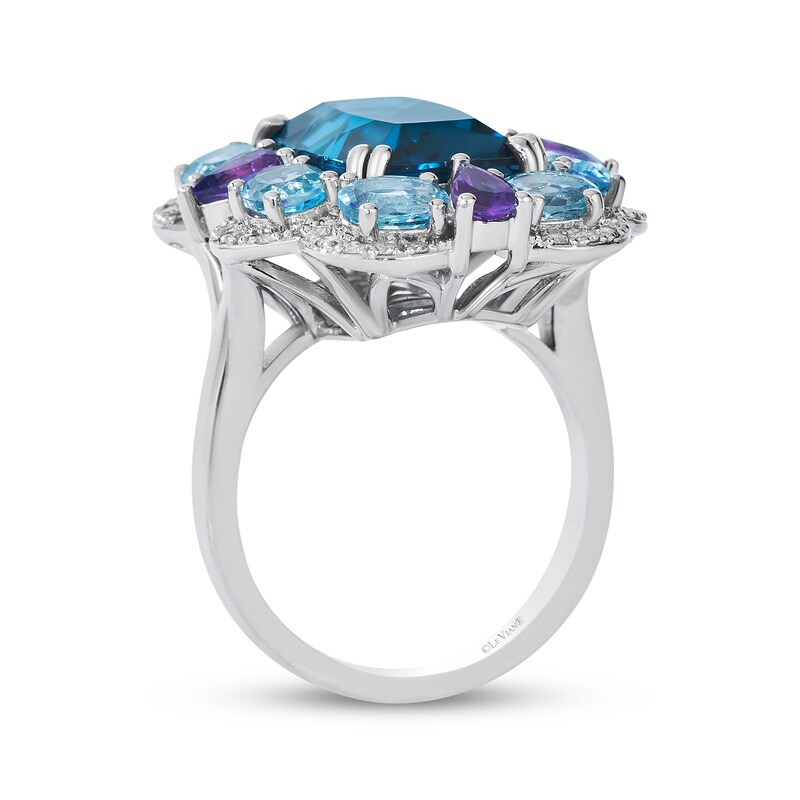 Main Image 2 of Le Vian Blue Topaz & Amethyst Ring 1/4 ct tw Diamonds 14K Vanilla Gold