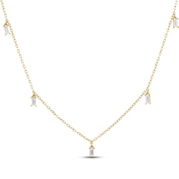 STUDIO BY KAY Baguette-Cut Lab-Grown Diamond Dangle Station Necklace 1/3 ct tw 24K Yellow Gold Vermeil Sterling Silver 18"