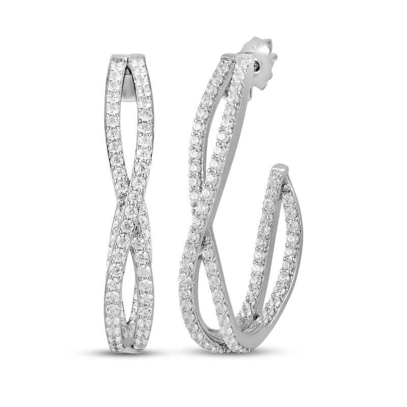 Main Image 1 of Diamond J-Hoop Earrings 1-1/2 ct tw 10K White Gold