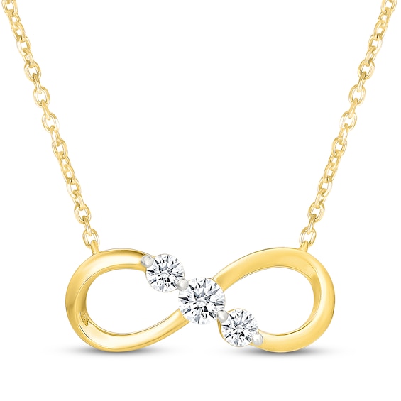 Memories Moments Magic Lab-Grown Diamond Three-Stone Sideways Infinity Necklace 1/3 ct tw 14K Yellow Gold-Plated Sterling Silver 18"