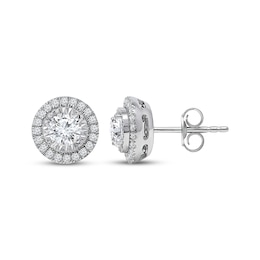 Radiant Reflections Diamond Halo Stud Earrings 1 ct tw 10K White Gold (I/I2)