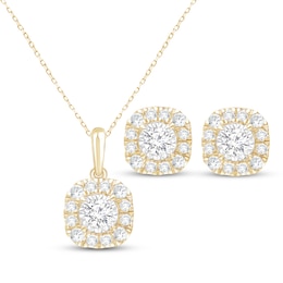 KAY Lab-Grown Diamonds Halo Gift Set 1 ct tw 10K Yellow Gold