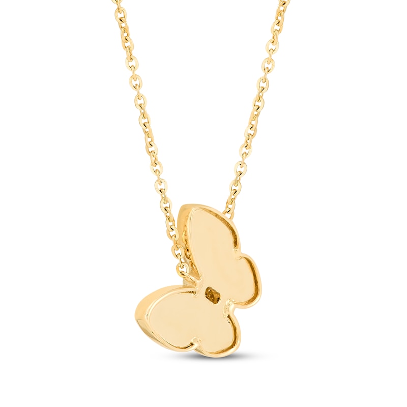 Main Image 3 of Tilted Textured Butterfly Necklace Solid 10K Yellow Gold 18"