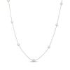 Thumbnail Image 1 of Freshwater Cultured Pearl Station Snake Chain Necklace Sterling Silver 18"