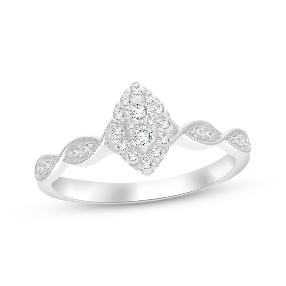 Multi-Diamond Marquise-Shaped Promise Ring 1/5 ct tw Sterling Silver