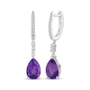 Thumbnail Image 1 of Pear-Shaped Amethyst & White Lab-Created Sapphire Hoop Drop Earrings Sterling Silver