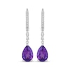 Thumbnail Image 2 of Pear-Shaped Amethyst & White Lab-Created Sapphire Hoop Drop Earrings Sterling Silver