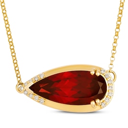 Le Vian Pear-Shaped Garnet Necklace 1/15 ct tw Diamonds 14K Honey Gold 18"