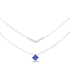 Thumbnail Image 2 of Square-Cut Blue Lab-Created Sapphire & White Lab-Created Sapphire Layered Necklace Sterling Silver 18"