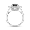 Thumbnail Image 3 of Oval-Cut Black Onyx & White Lab-Created Sapphire Frame Ring Sterling Silver