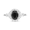 Thumbnail Image 4 of Oval-Cut Black Onyx & White Lab-Created Sapphire Frame Ring Sterling Silver