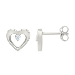 KAY Lab-Grown Diamond Accent Open Heart Stud Earrings Sterling Silver
