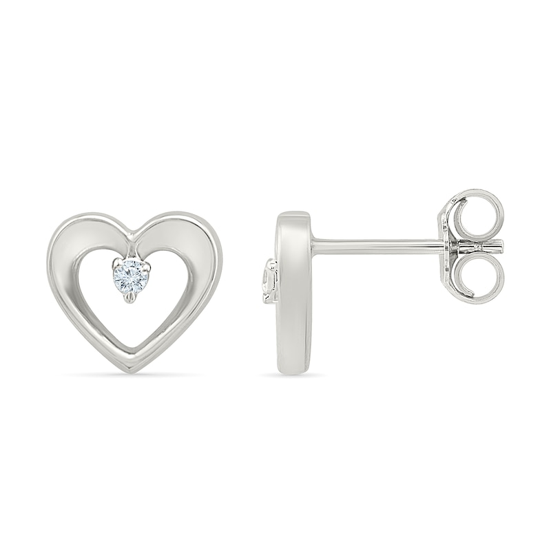 Main Image 1 of KAY Lab-Grown Diamond Accent Open Heart Stud Earrings Sterling Silver