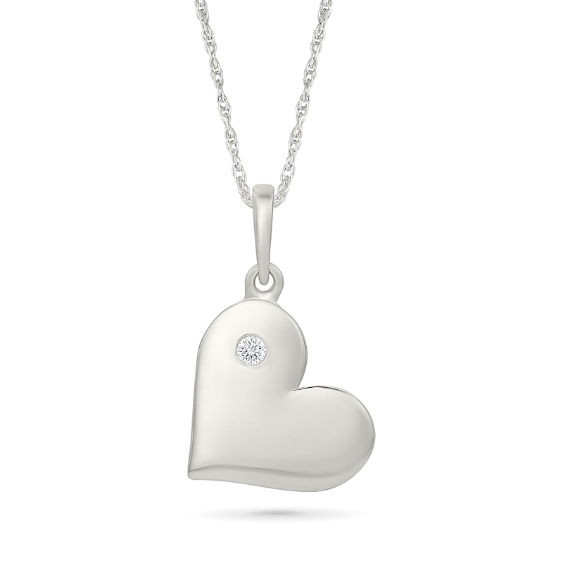 Main Image 1 of KAY Lab-Grown Diamond Accent Slanted Heart Disc Necklace Sterling Silver