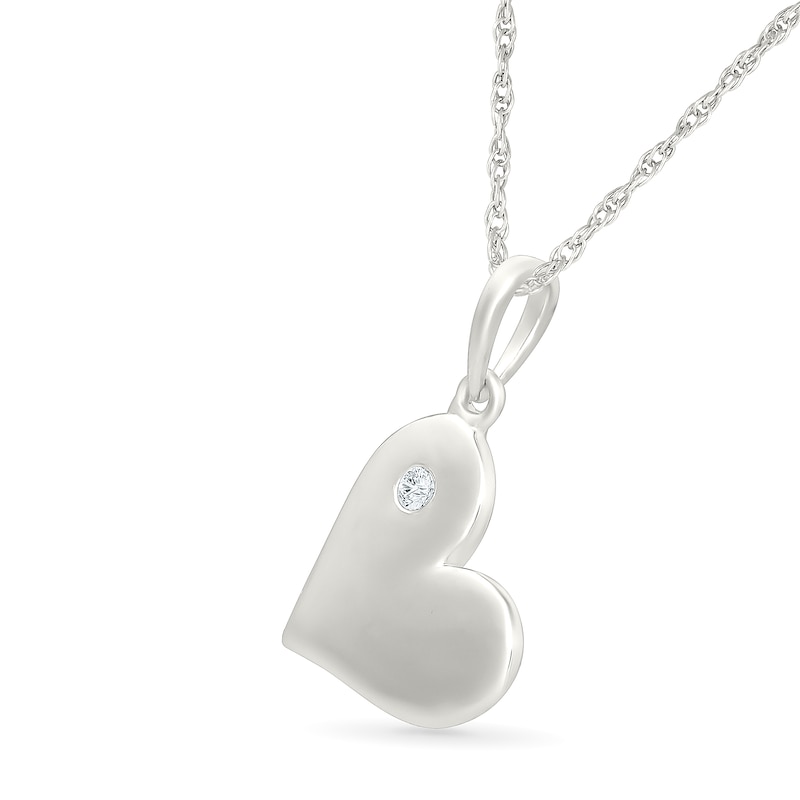 Main Image 2 of KAY Lab-Grown Diamond Accent Slanted Heart Disc Necklace Sterling Silver