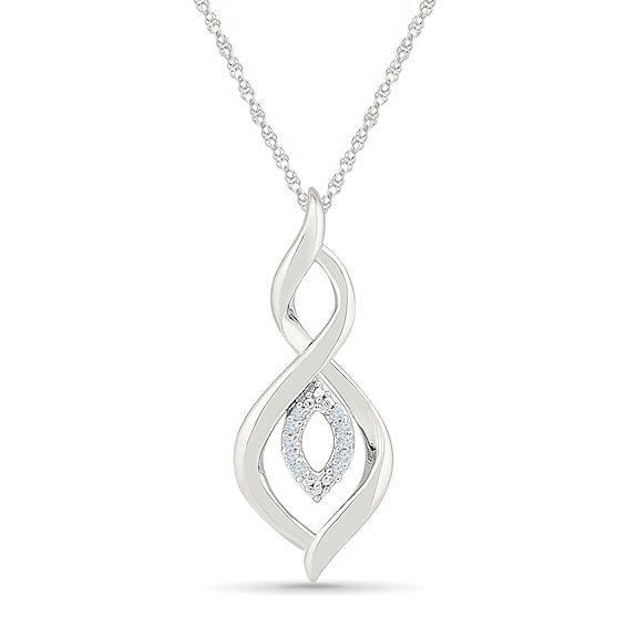 Diamond Accent Double Twist Necklace Sterling Silver