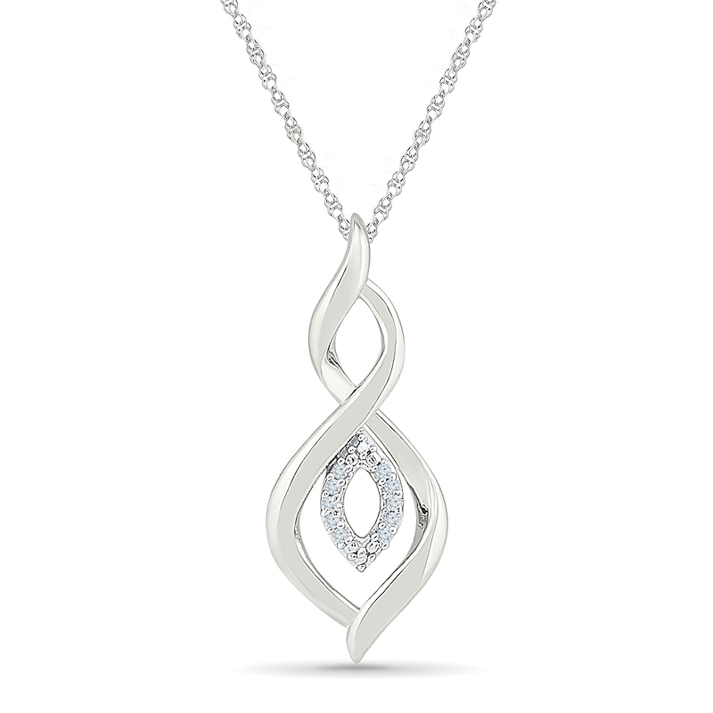 Main Image 1 of Diamond Accent Double Twist Necklace Sterling Silver